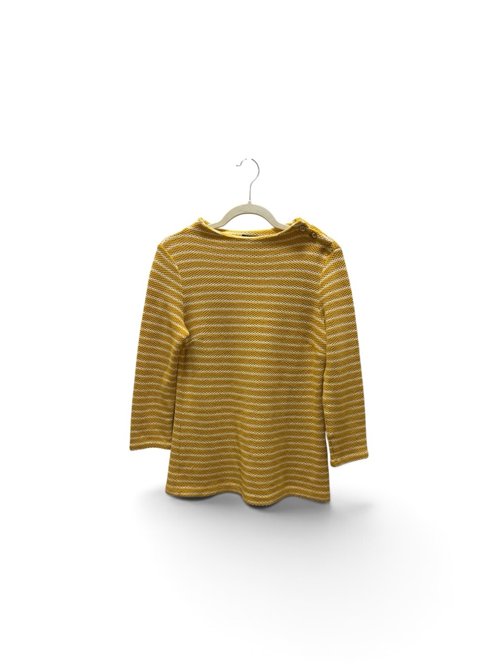 Talbots 100% Cotton Knit Sweater Size Small Mustard Yellow and White Stripes